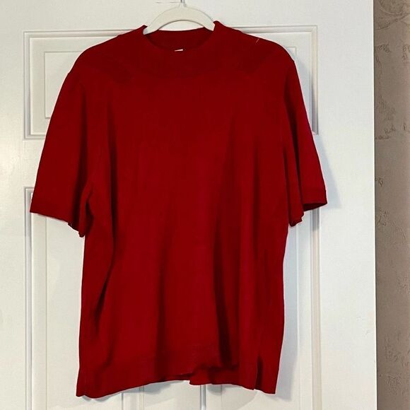 Allison Daley Women’s Plus Red Mock Turtleneck Short Sleeve Sweater 1X - Picture 3 of 11